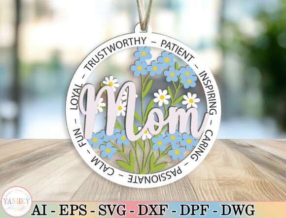 Floral Mom Ornament Laser Cut File Review