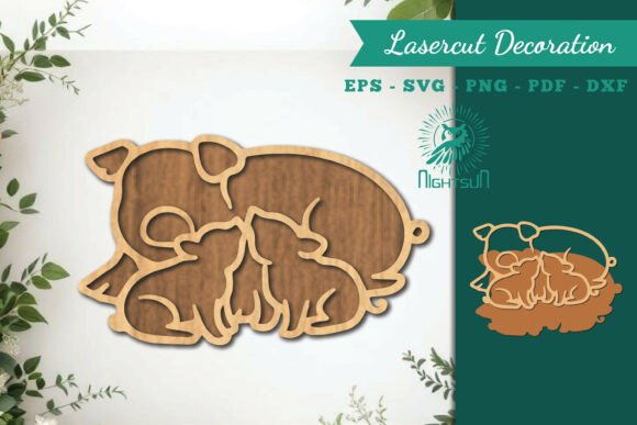 Mom and Baby Pig Lasercut Decoration SVG Review