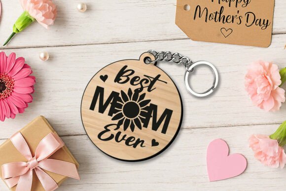 SVG Mothers Day Keychain Flower Best Mom Review